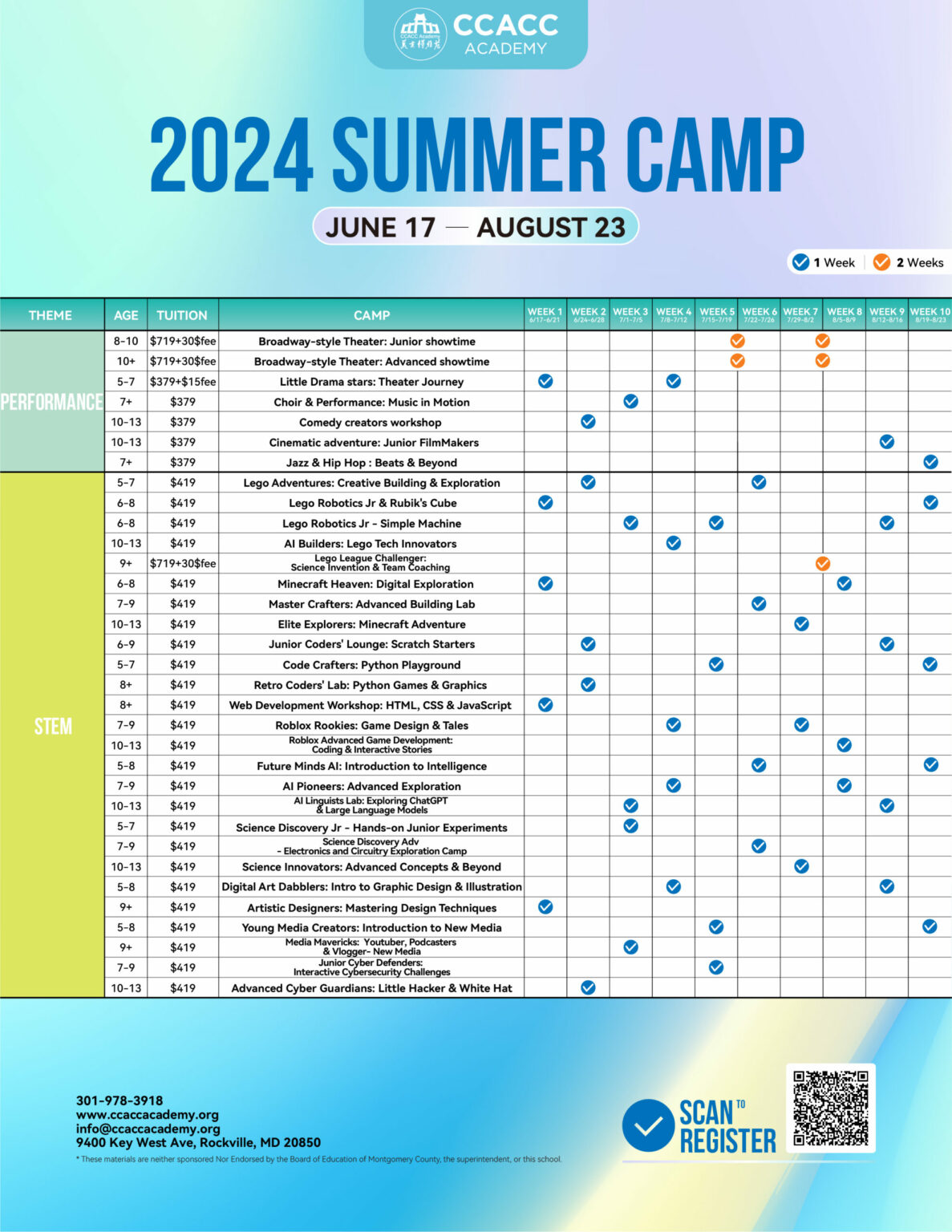 2024 Summer Camp Main Schedule